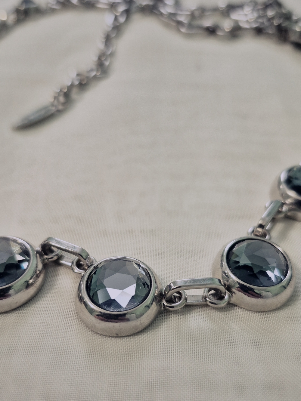 Coldwater Creek Silver-Tone Necklace Featuring Round Bezel Soft Blue Crystal